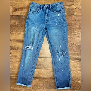 No Boundaries High Rise Straight Cut Ripped Jeans- Juniors size 7